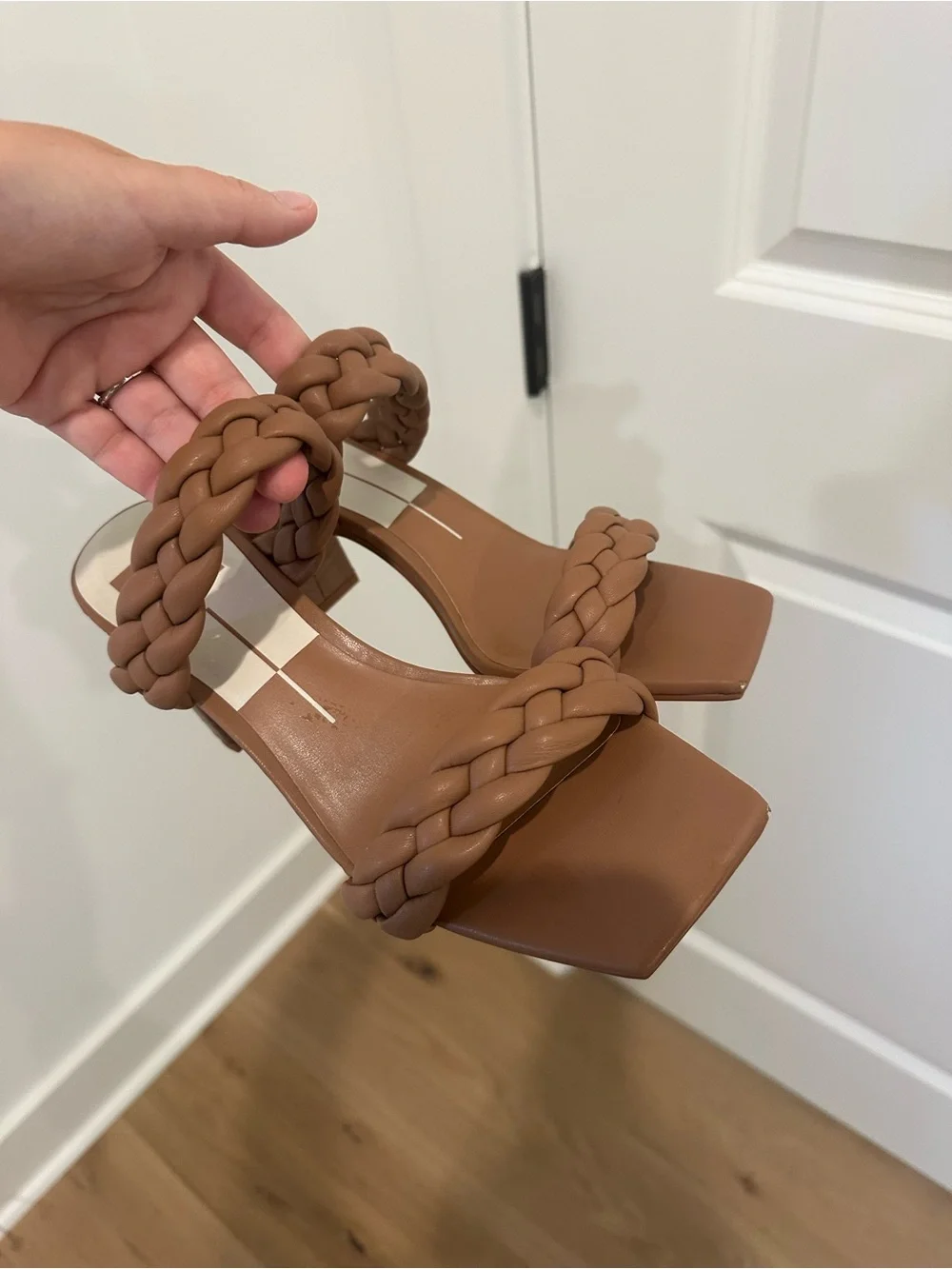 Dolce Vita “Pailey” Braided Strap Block Heel Sandal - Taupe Brown